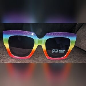 NWT, Frye and Co, rainbow, square, oversized sunglasses